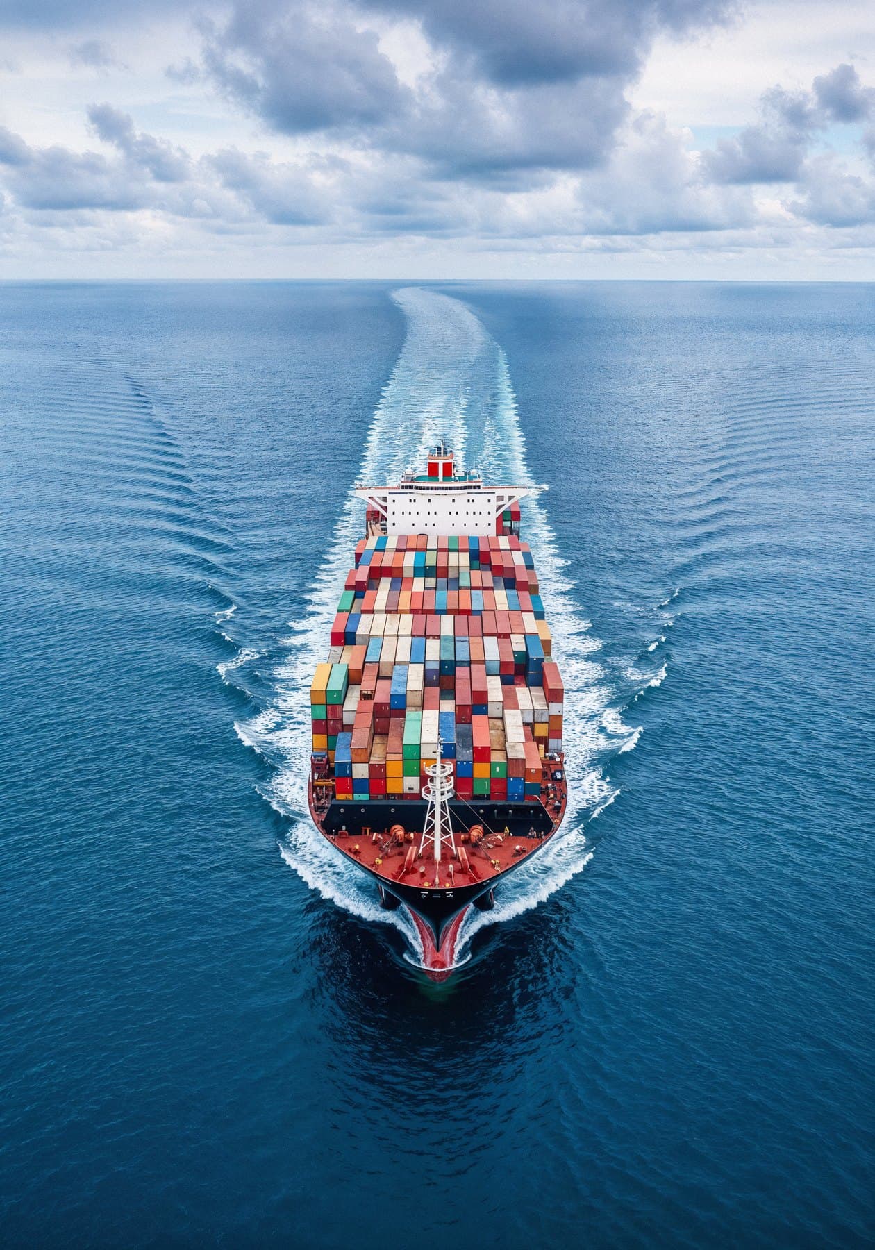 Laden container vessel under way in open water