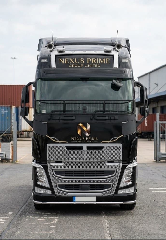 Nexus Prime tractor unit head-on in a container yard